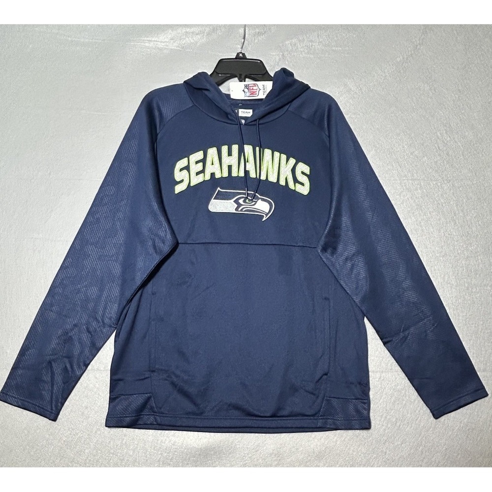 NFL Team Apparel Men's L Blue Seattle Seahawks Stitched Pullover Hoodie NWT